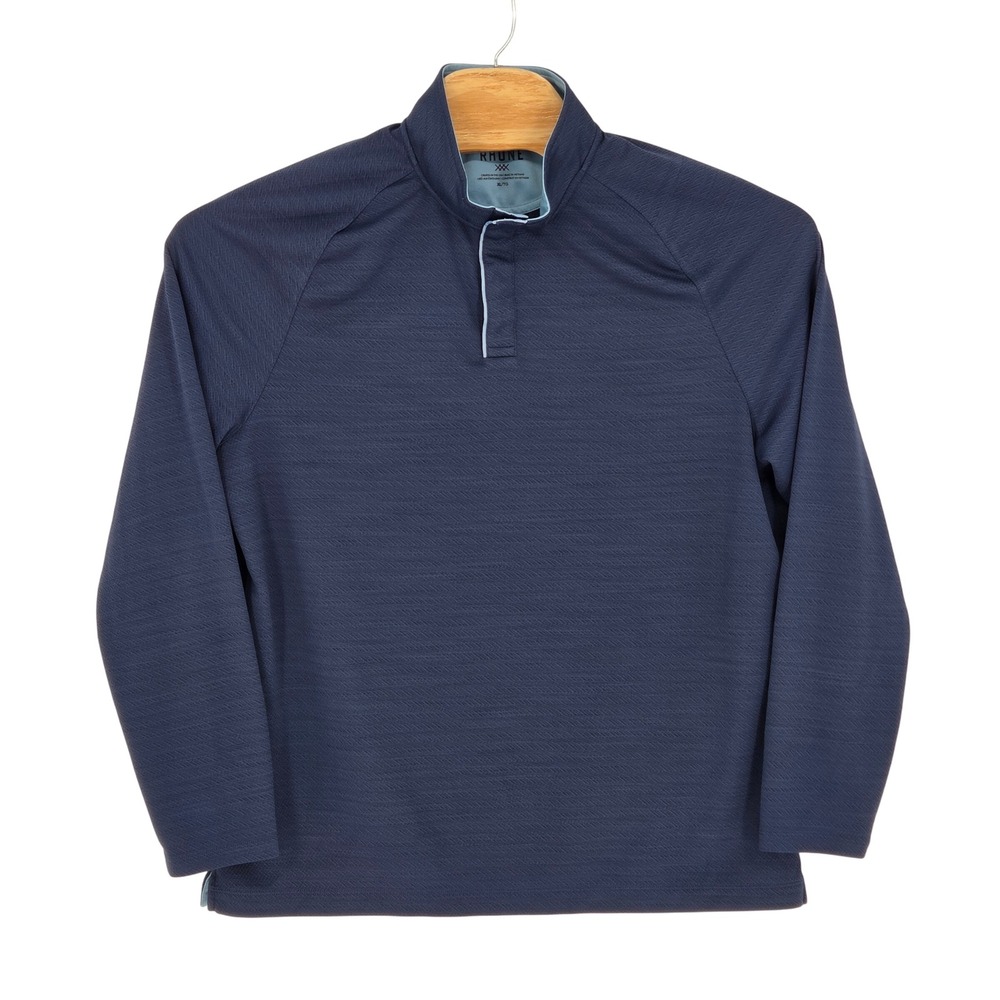 RHONE Mens XL 2024 Clubhouse Pullover Quarter Snap Long Sleeve Navy Blue Golf